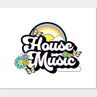 HOUSE MUSIC  - Butterfly Rainbow (blue/yellow) Posters and Art